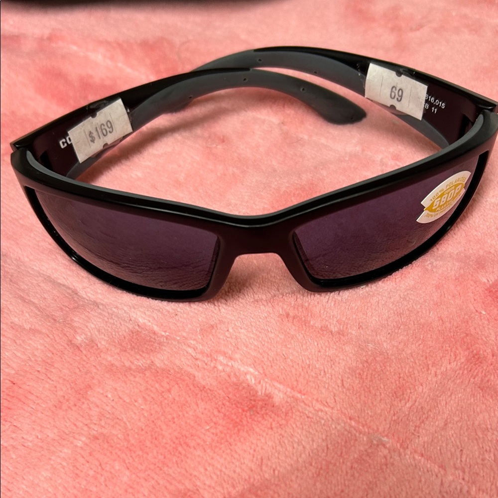 Costa Black Frame Polarized Sunglasses with Dark Gray Lenses